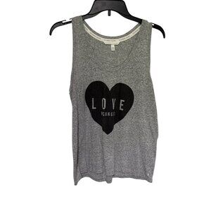 Victoria's Secret Tank Top Gray with Black Love Heart Womans Size M